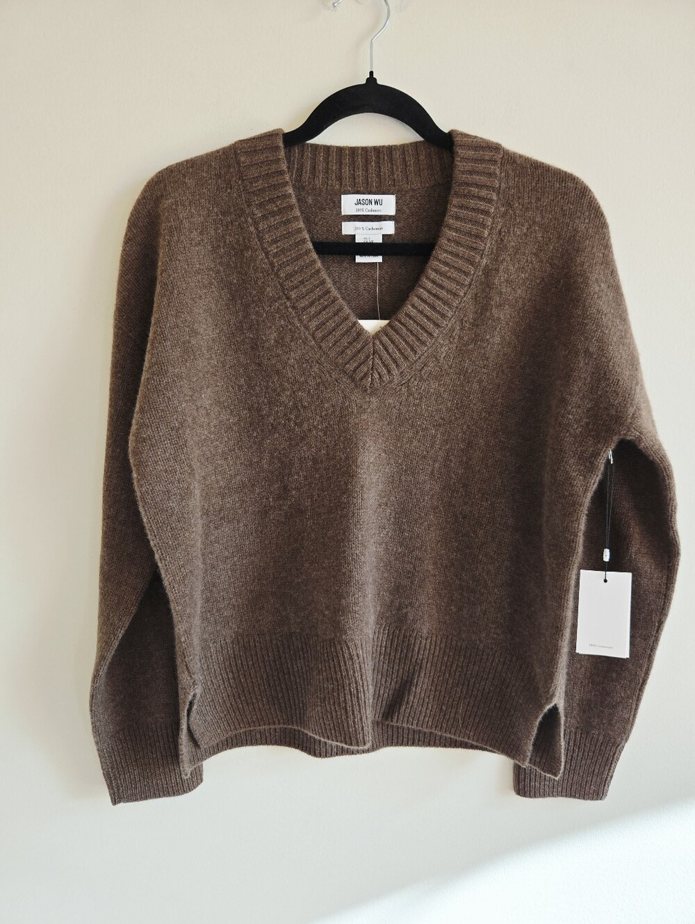 JASON WU | NWT US S (fits oversized) 100% Cashmere V-Neck Sweater | brown